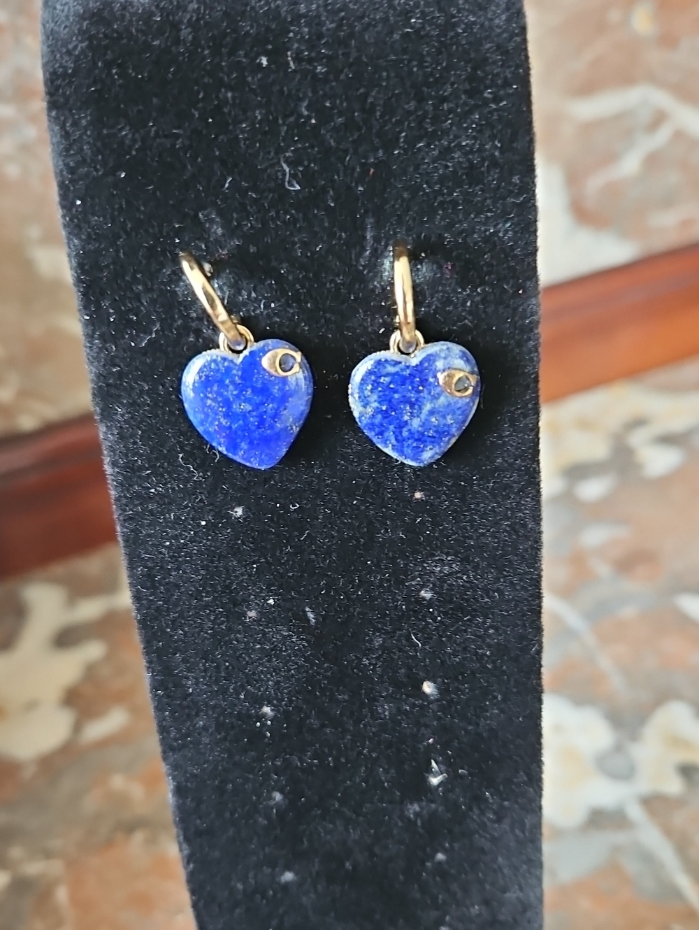 Coach Gold Tone Lapis Huggie Hoop Earrings Reversible